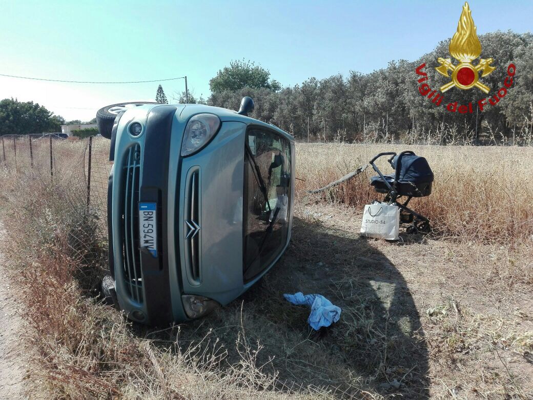 Auto si ribalta dopo incidente a Quartu, neonato grave al Brotzu